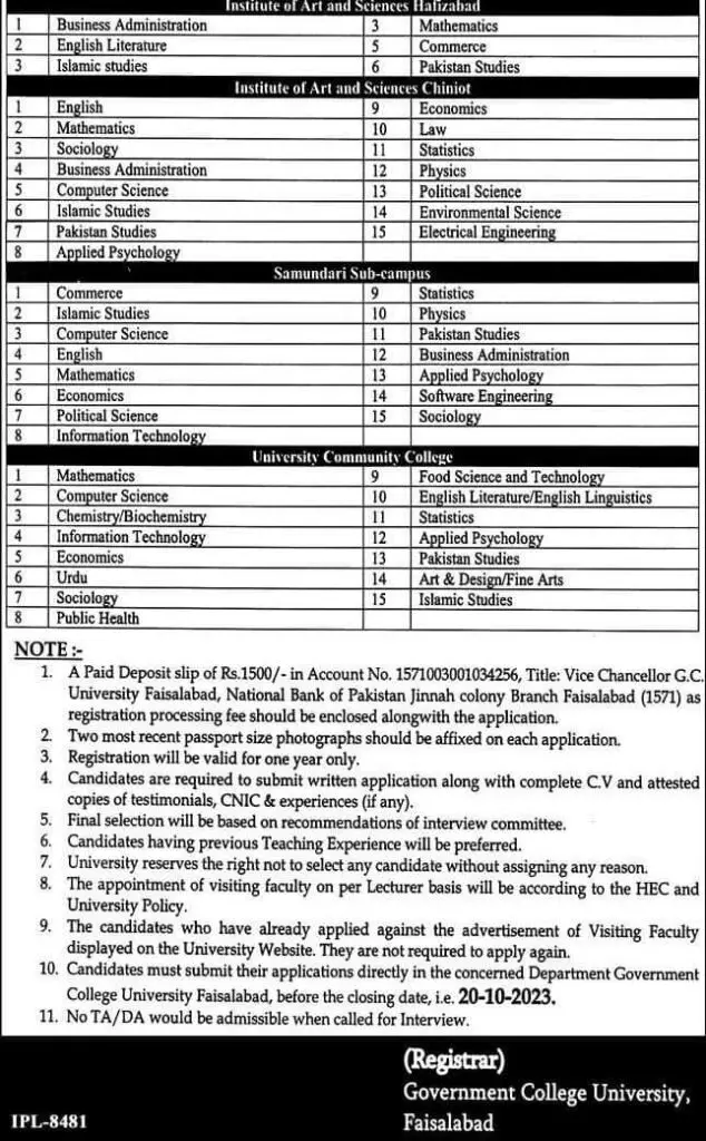 Lecturer Jobs 2023 at GC University Faisalabad page 2